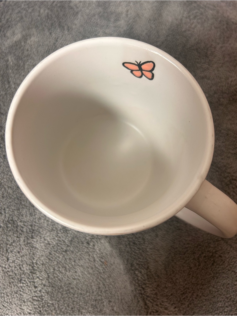 White Butterfly Ceramic Mug - Pink & Orange Accent - Picture 3 of 8